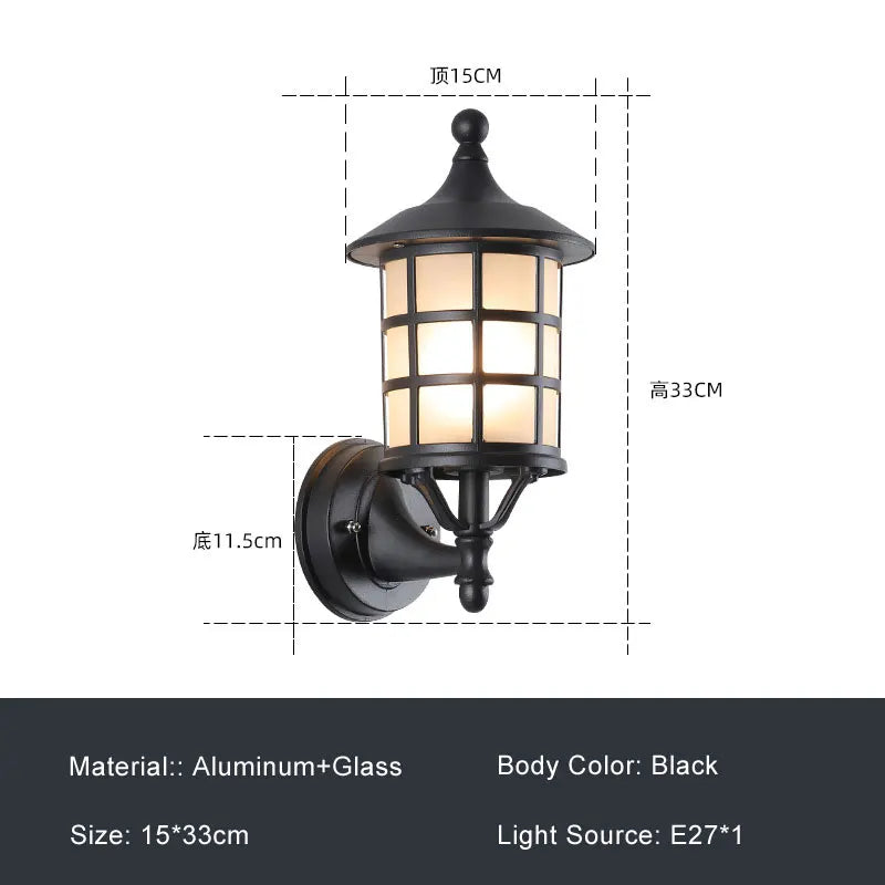 lampe murale classique noire verre transparent aluminium châssis épais cuisine chambre coucher salle manger