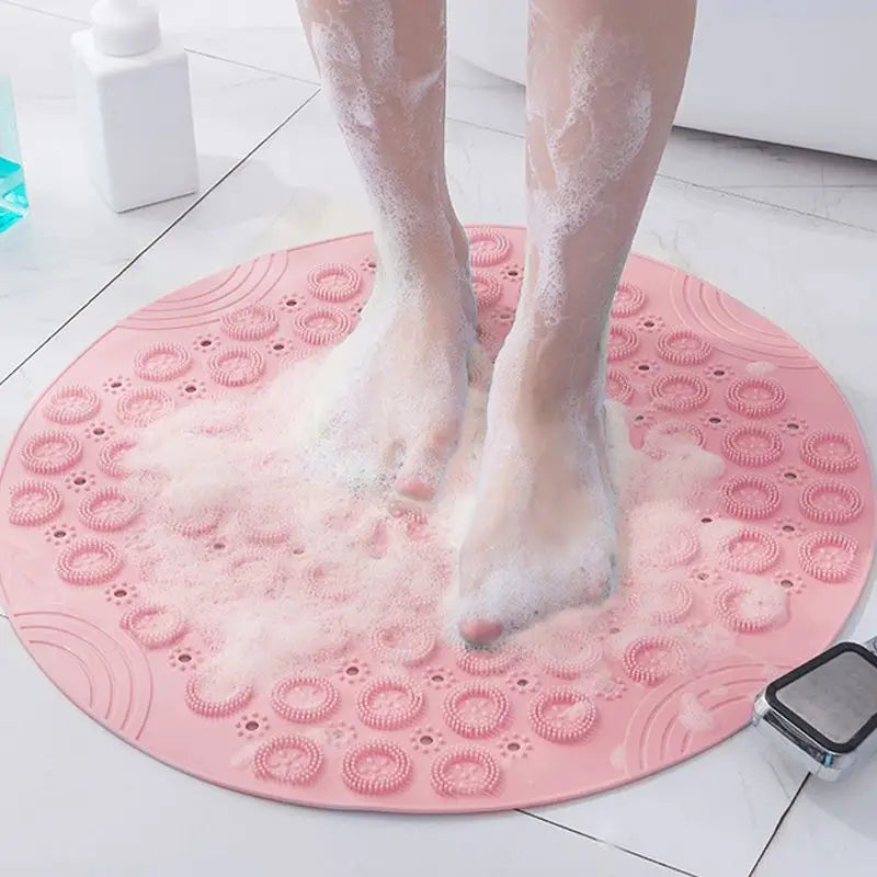 tapis bain antidérapant rose bleu rondelles floraux ventouses adhésives moderne pratique douche bain sécurité