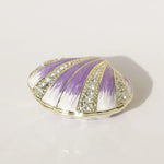 coquillage décoratif boîte rangement velours strass rayures horizontales boucles oreilles moderne respectueux environnement