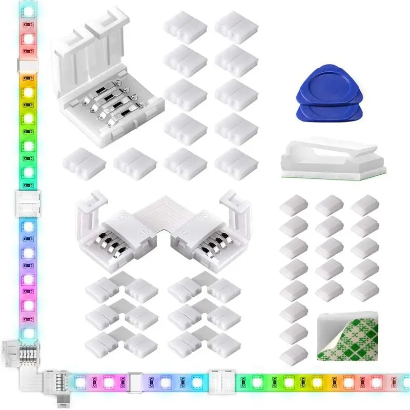 connecteurs led ruban blanc modernes forme sans joint outils clips fixation