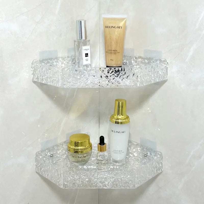 étagères salle bain transparentes texturées modernes clips fixation réutilisables acrylique