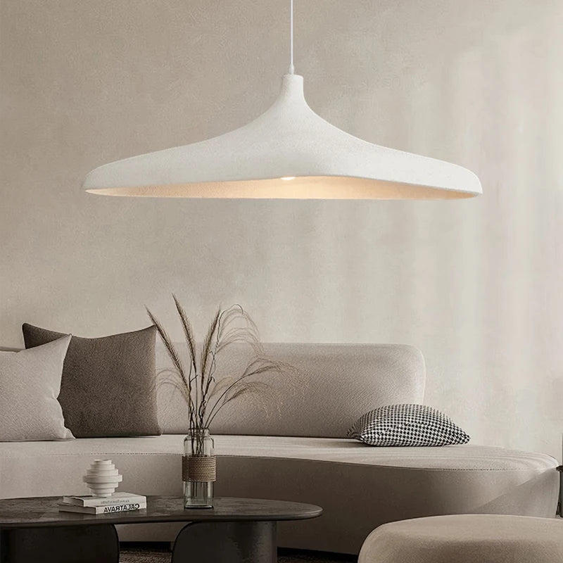 suspension lumineuse moderne beige texture rugueuse fixation opacité salon chambre