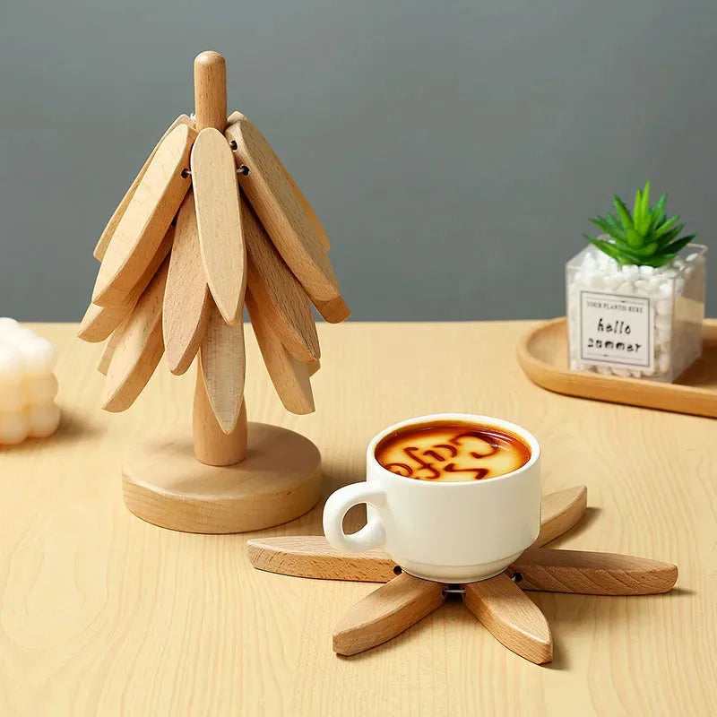 Ensemble de coussinets isolants en bois pour protection table