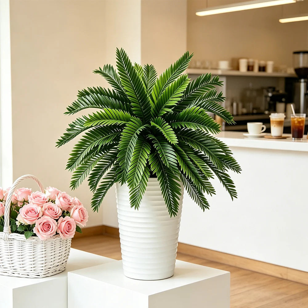 décoration intérieure plante artificielle arbuste feuilles vertes pot imitation végétal tropical maison
