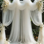 rideau decoration mariage blanc semi transparent 160cm largeur variable romantique echangement