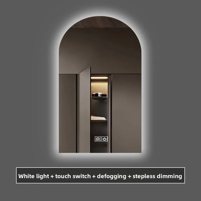 miroir intelligent éclairé led défogage moderne minimaliste gris beige lisse