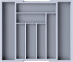 organisateur tiroir bambou moderne rayures horizontales contenant ciseaux ruban adhésif pinces crayons cuillères fourchettes