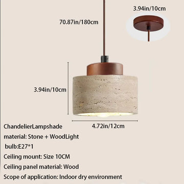 lampe suspendue pierre beige brun texture marbrée moderne minimaliste câble cuir marron ampoule E27