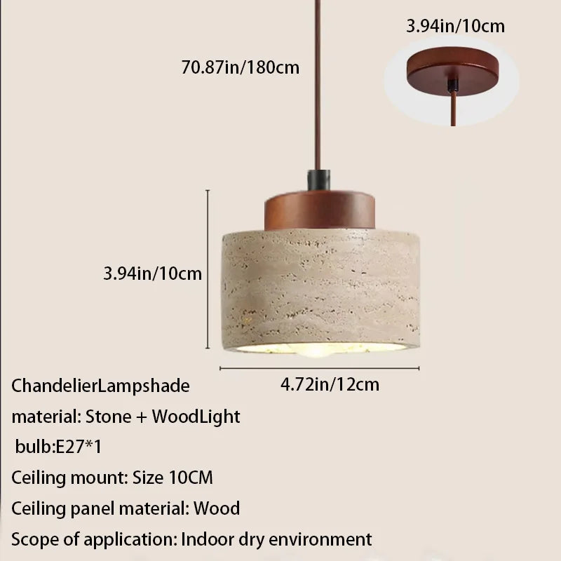 lampe suspendue pierre beige brun texture marbrée moderne minimaliste câble cuir marron ampoule E27