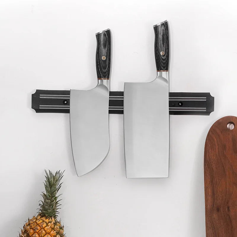 rangement couteaux mural magnétique bois planche découpe moderne minimaliste fixations visées