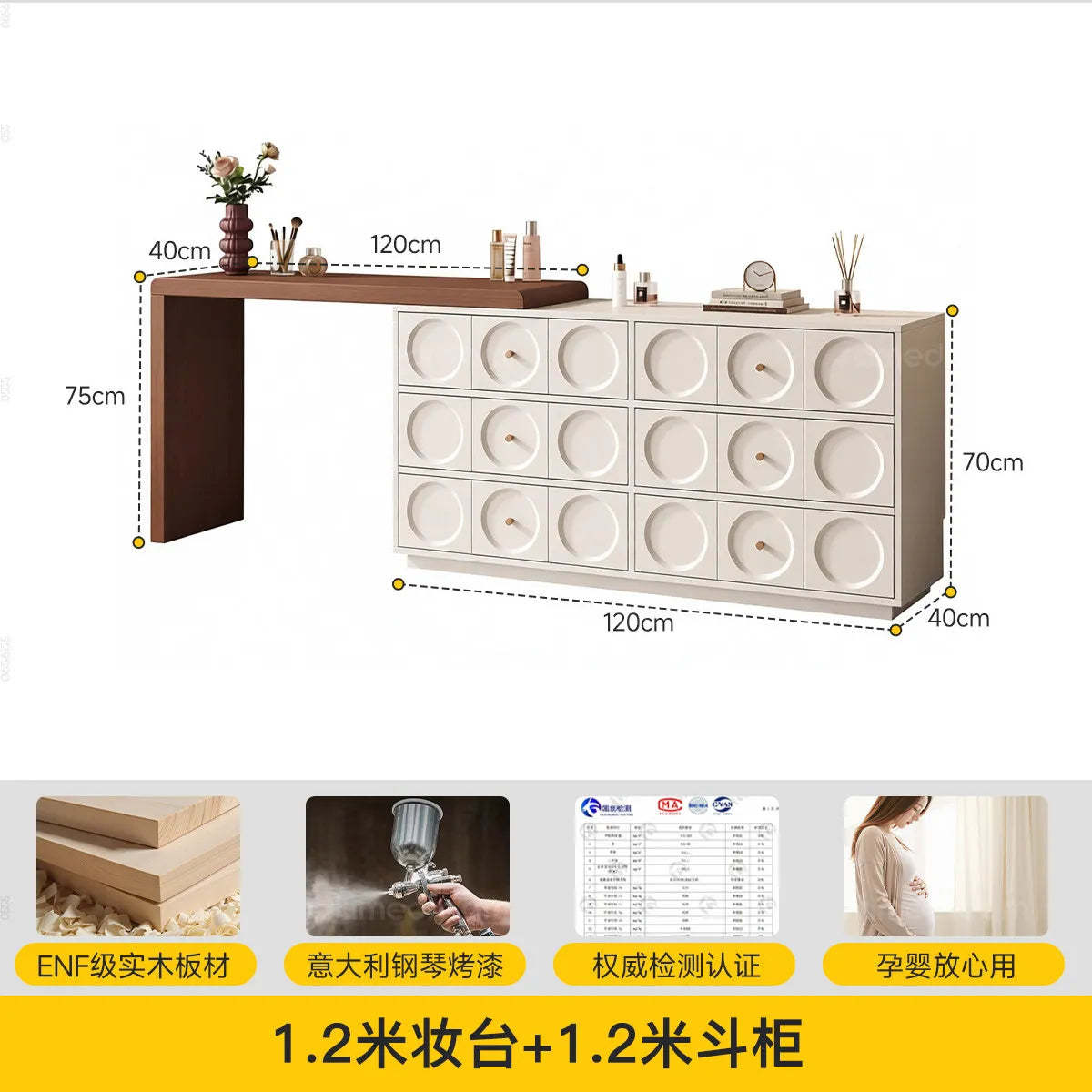 meuble maquillage miroir led six tiroirs tabouret moderne minimaliste chambre coucher