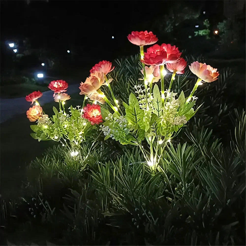 bouquet artificiel lumineux fleurs feuilles vertes moderne rouge orange rose blancextérieur patio jardinDecoration