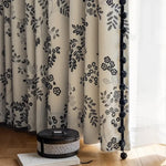 rideau moderne beige noir motif fleurs feuilles opaque salon chambre salon élégant tissu polyester