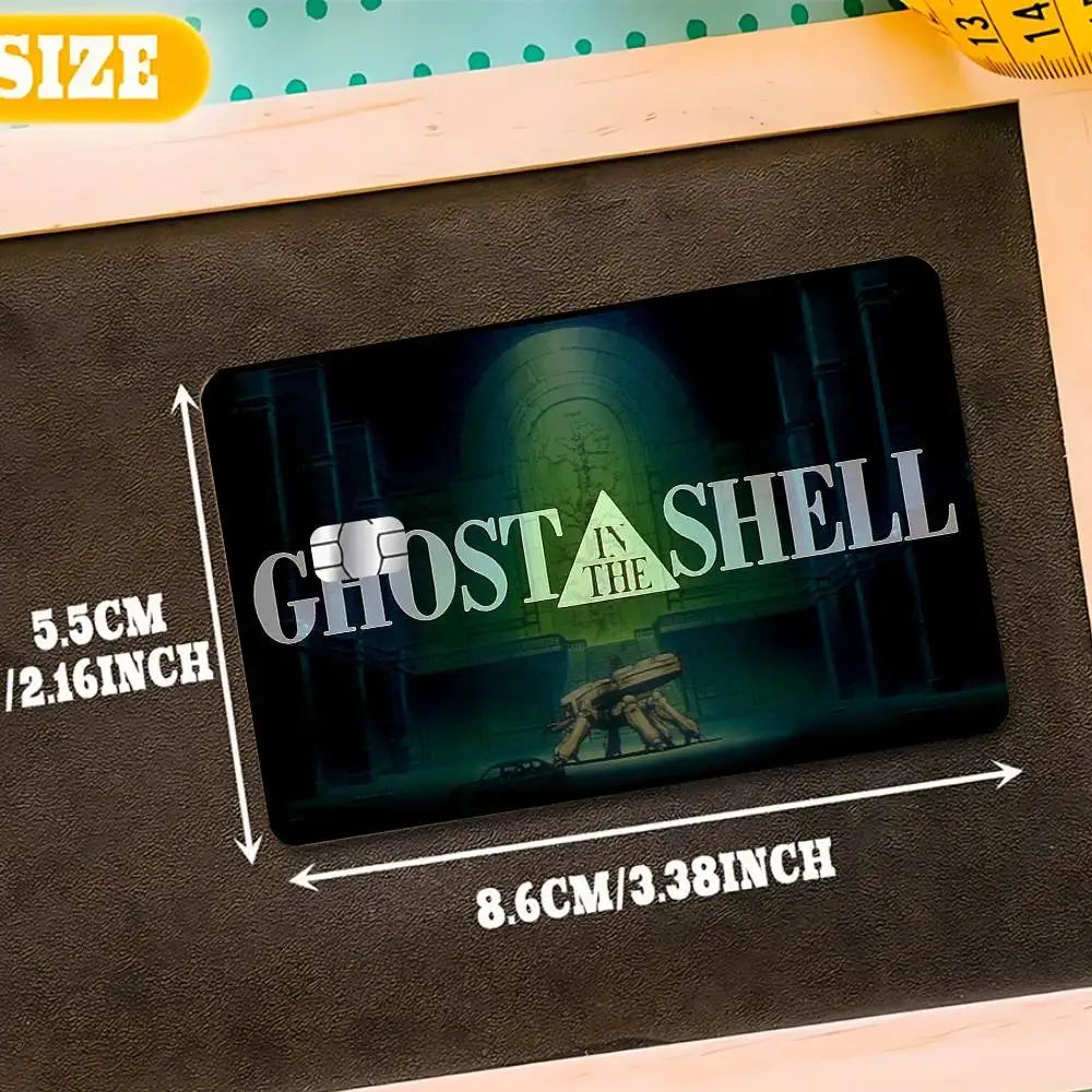 sticker anime ghost shell waterproof réutilisable moderne graphique carte crédit pièces