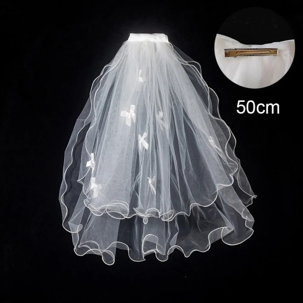voile mariée blanc translucide clips métalliques classique élégant tulle polyester simple court