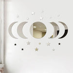 miroirs argentés effet miroir adhésifs modernes 10 étoiles cercle croissants