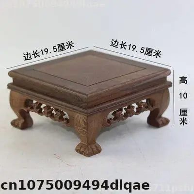support d'affichage bois sculpté classique pied table vintage marron foncé motifs naturels
