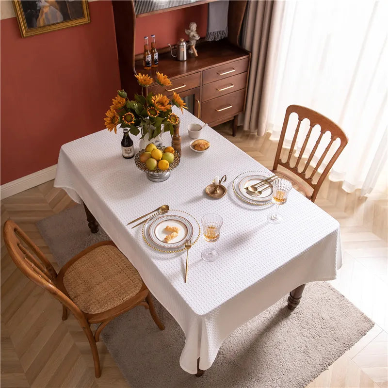 nappe table blanche carreaux texture classique réutilisable polyester coton extérieur intérieur moderne festive