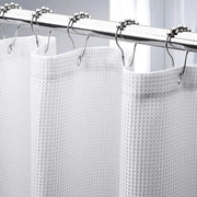 rideau douche blanc texturé moderne opacité moyenne métalliques tringle crochets