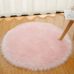 tapis rond doux fourrure polyester blanc rose gris moderne chambre 30 50 70 cm