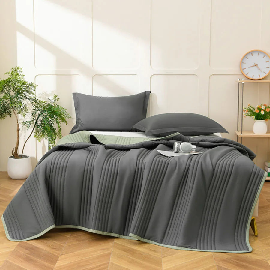 couverture rafraîchissante été microfibre rayures gris moderne adhésive oreillers bijoux plante horloge