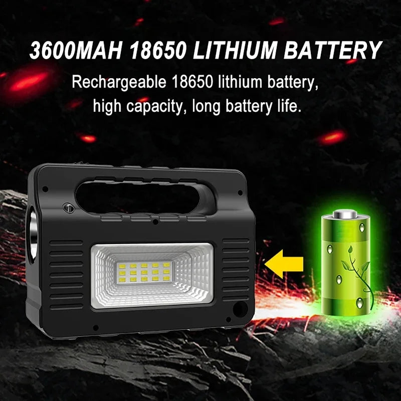 lampe poche portable système solaire rechargeable panneau solaire haut parleur radio fm bluetooth usb