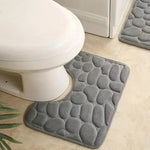 tapis bain gris clair texture galet moderne antidérapant polyester lavable