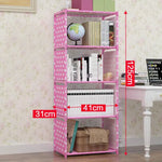 étagère moderne minimaliste niveaux pois rose tissu livres rangement salon