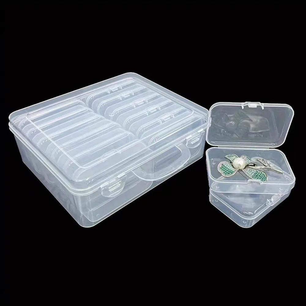 boîtes rangement transparentes modernes poignées compartiments multiples grilles diy artisanat mosaïque organisation outils