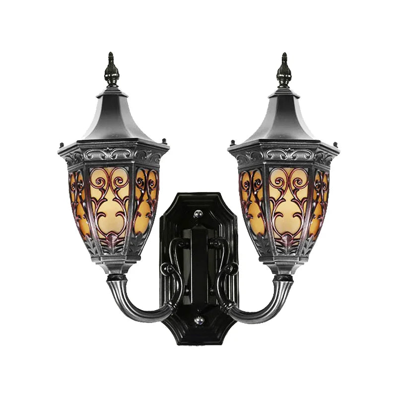 applique murale classique ornement floral doré éclairage chambre salle manger entrée étude noir fixe