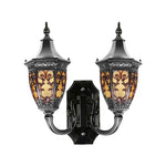 applique murale classique ornement floral doré éclairage chambre salle manger entrée étude noir fixe