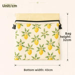 sac rangement multi usages tissu motifs floraux moderne beige jaune vert blanc boucle zip