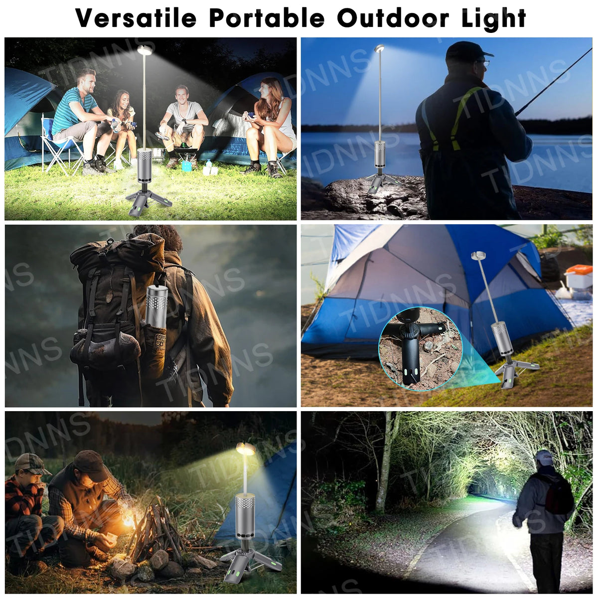 lampe poche portable rechargeable led doré gris perforée boutons noirs moderne compact trépied magnétique