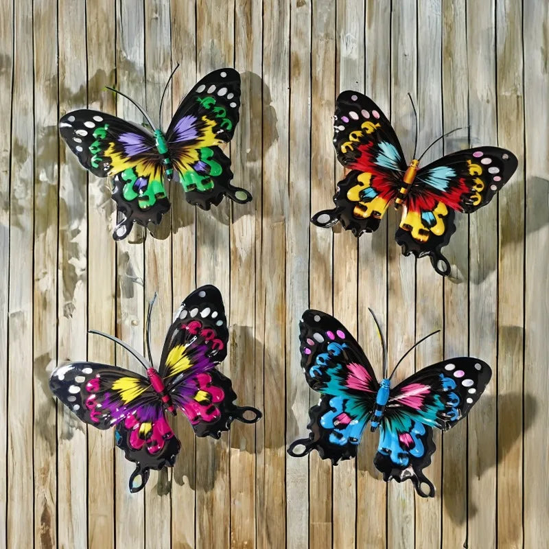 décorations murales papillons métal multicolores clips fixation jardin intérieurextérieur