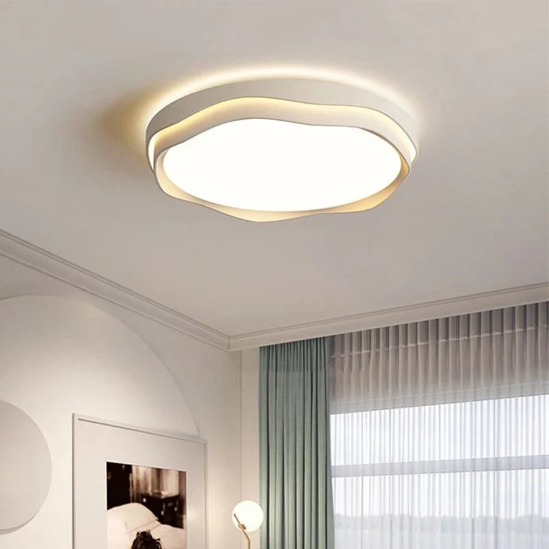 plafonnier led moderne blanc beige rond ondulé mat intérieur minimaliste intensité variable toucher