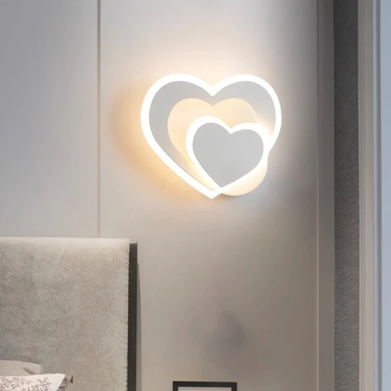 lampe murale led moderne cœur blanc chambre coucher salon romantique fixée mur