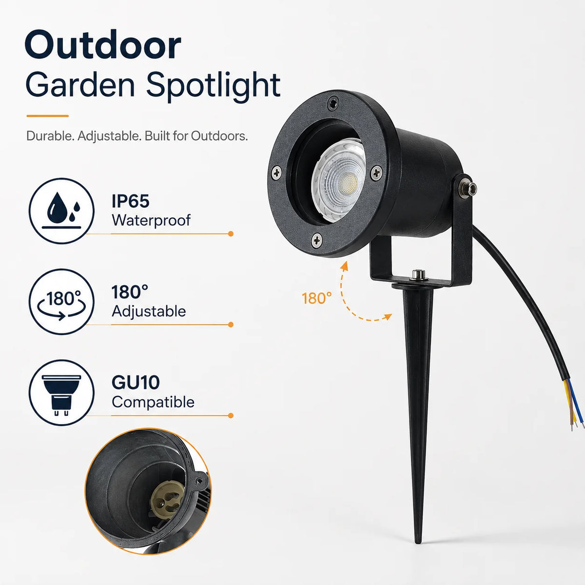 spot jardin extérieur moderne épingle sol verre trempé ip65 led 3000k 4000k 6000k 7w