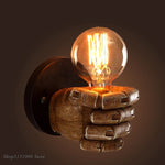lampe murale vintage industrielle main sculptée marron clair doré filament fixée éclairage cuisine chambre