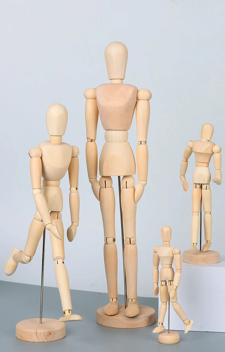 figurines articulées bois décoratives maison artistiques différentes tailles éléments accessoires