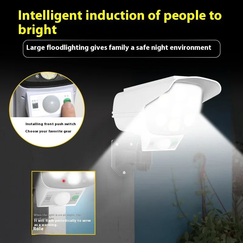caméra surveillance solaire led moderne blanc noir capteur mouvement ip45 étancheModes d'éclairage veilleuses