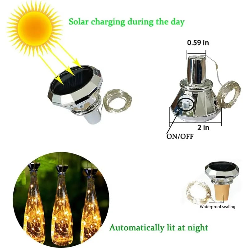 bouteilles lumineuses solaires transparentes fils colorés spirales moderne mariage déco festive