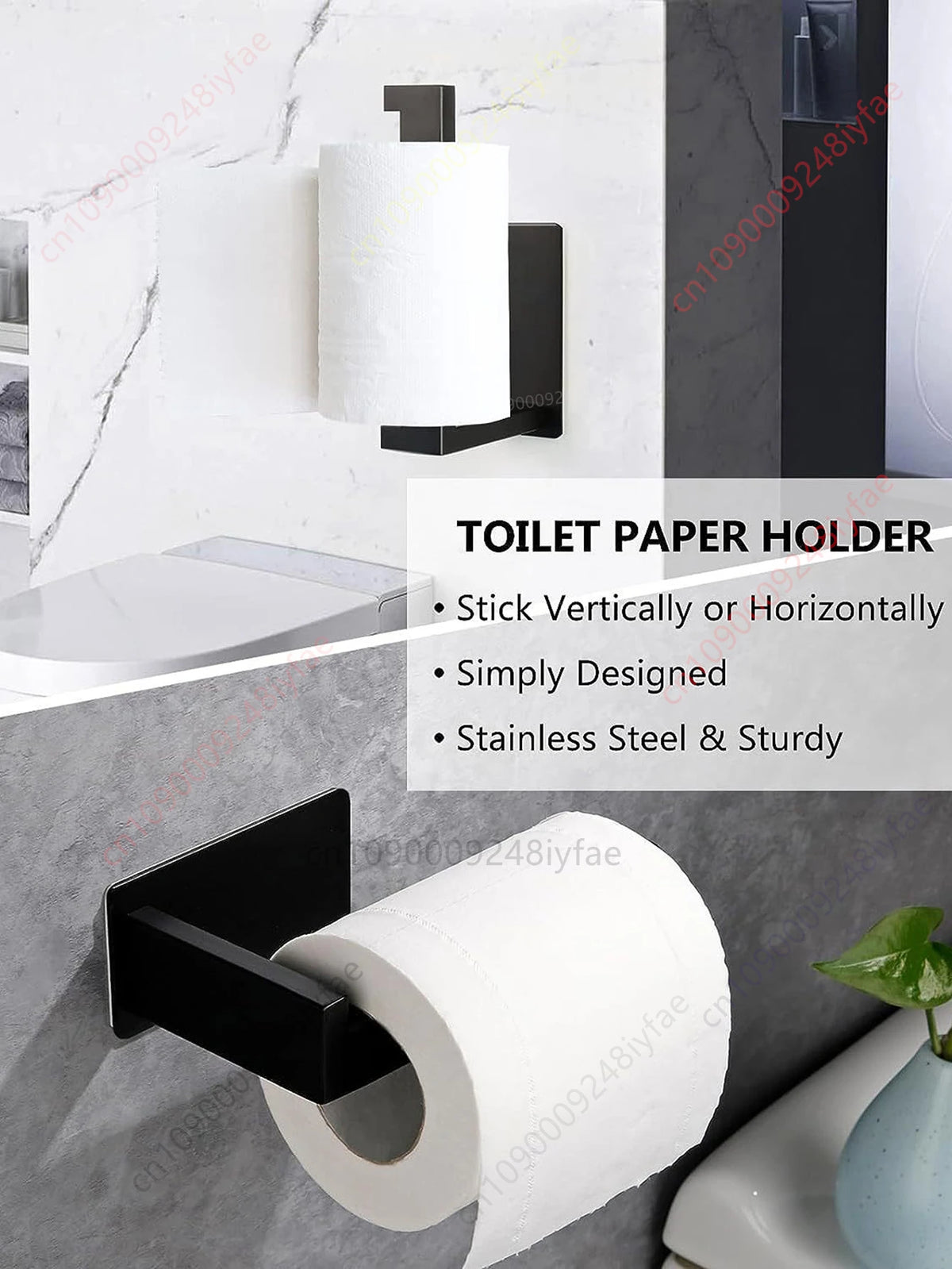 porte serviettes moderne porte papier toilette crochet mural adhésif noir argent minimaliste ensemble bain