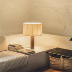 lampe table bois moderne blanc rayures finies éclairage salon chambre led interrupteur bouton