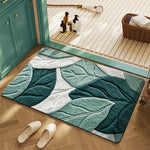 tapis moderne floral relief vert foncé rose blanc entrée bain lettres cœur feuilles