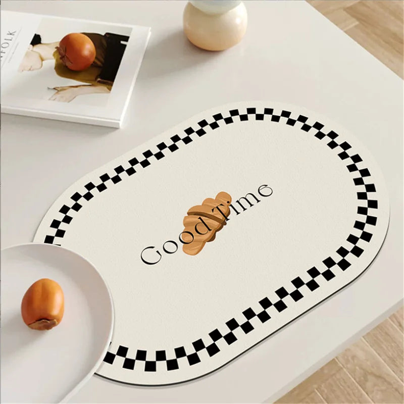 tapis table moderne beige muffins illustration vivre bien 45cm 30cm minimaliste textes