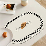 tapis table moderne beige muffins illustration vivre bien 45cm 30cm minimaliste textes