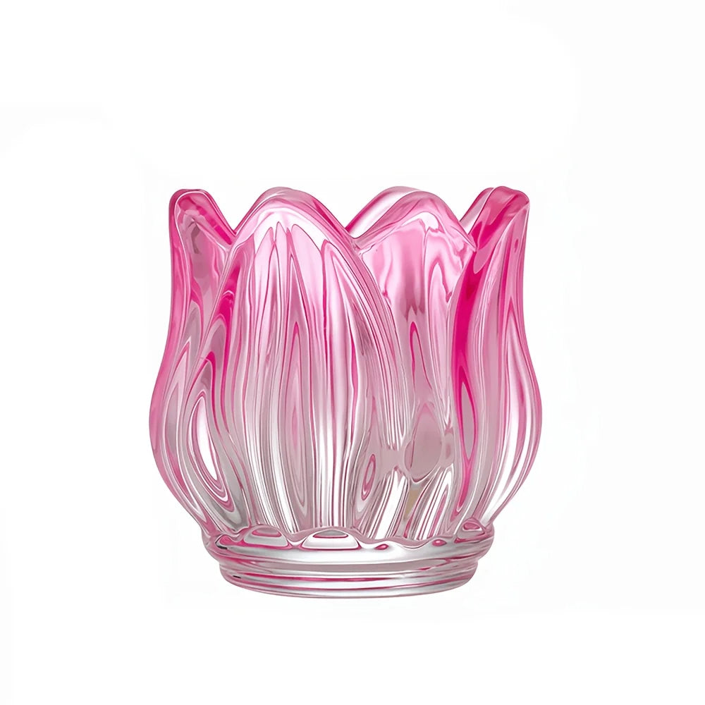 support bougie tulipe moderne rose rouge vert transparentDecoration élégante maison mariage