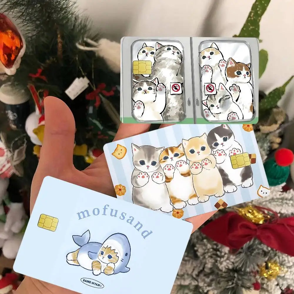 sticker carte crédit dessin animé chats biscuits mofusand waterproo