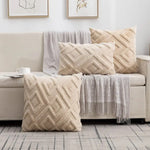 housse coussin carré polyester motif géométrique moderne beige clair décoratif siège inclusion zip