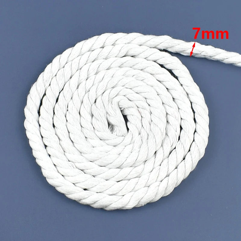corde coton tressée 5m blanche haute résistance finition enduite rustique franges